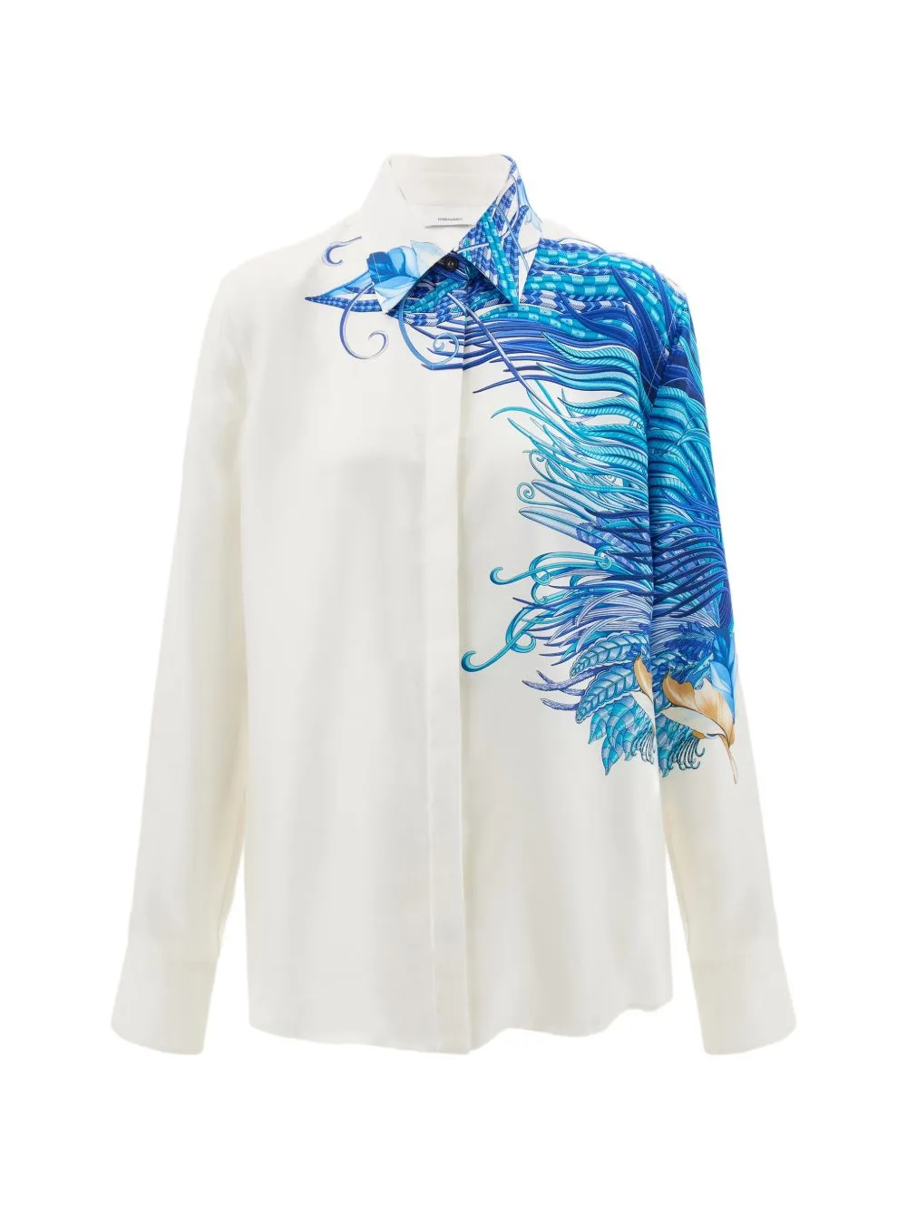 Feather Show Print Silk Shirt