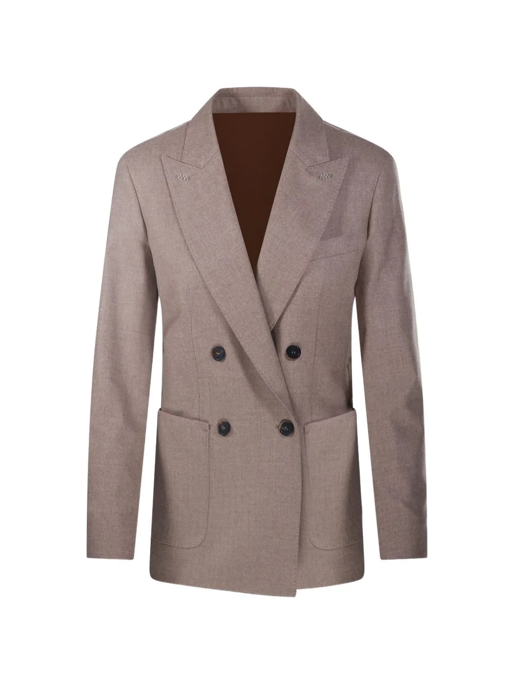 Mélange-Effect Double-Breasted Blazer