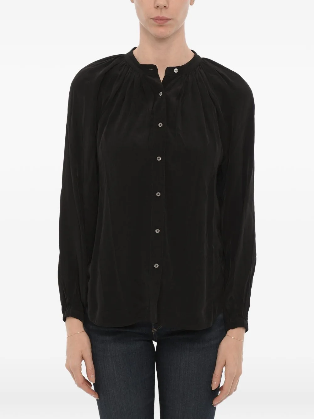 Mandarin-Collar Long-Sleeve Shirt