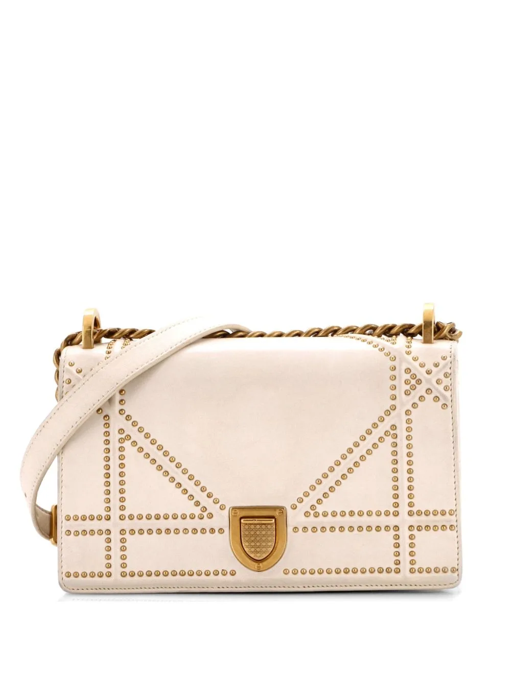 Diorama Flap Bag Studded Leather Small Shoulder Bag