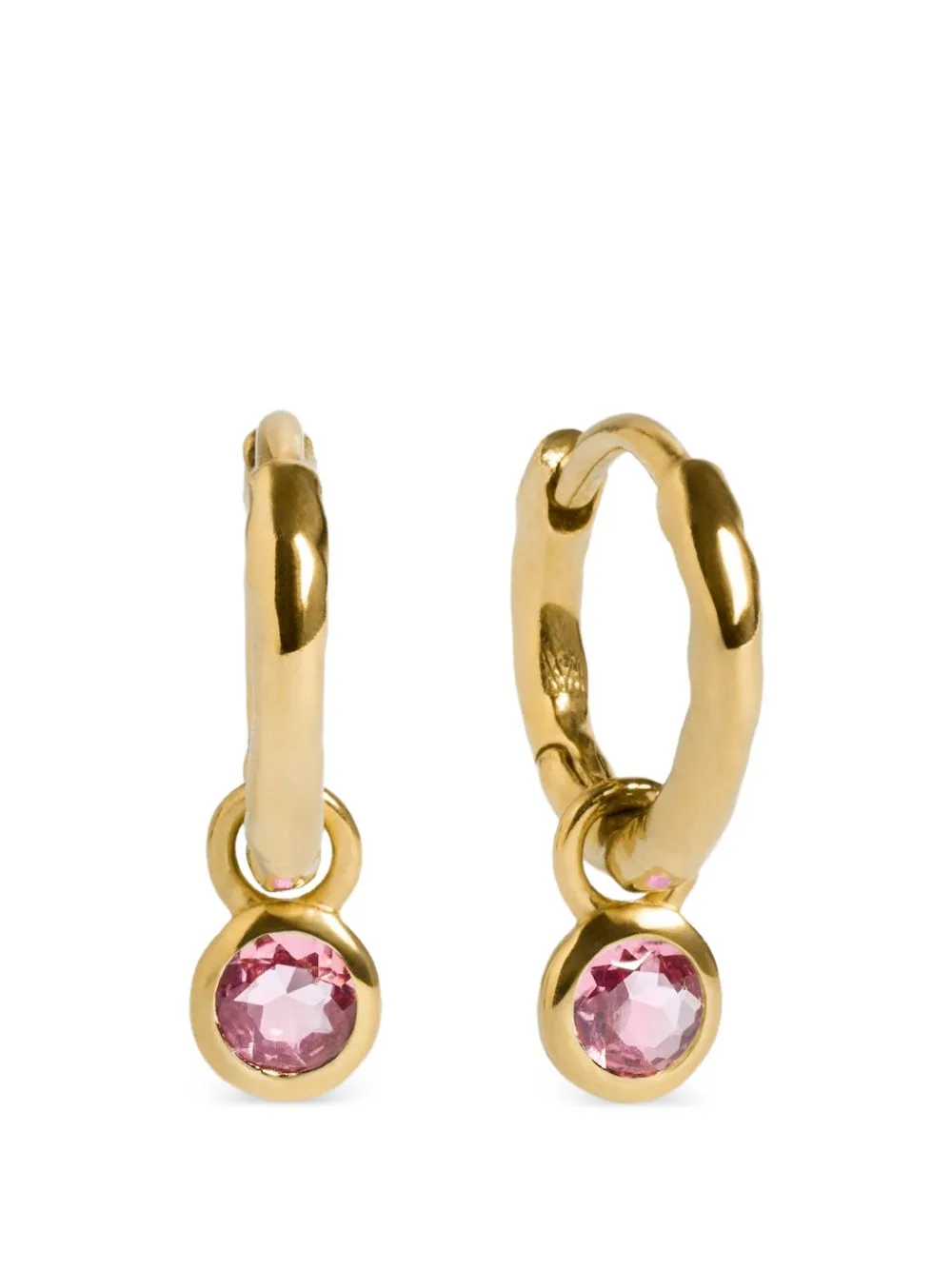Hammered Pink-Tourmaline Hoop Earrings