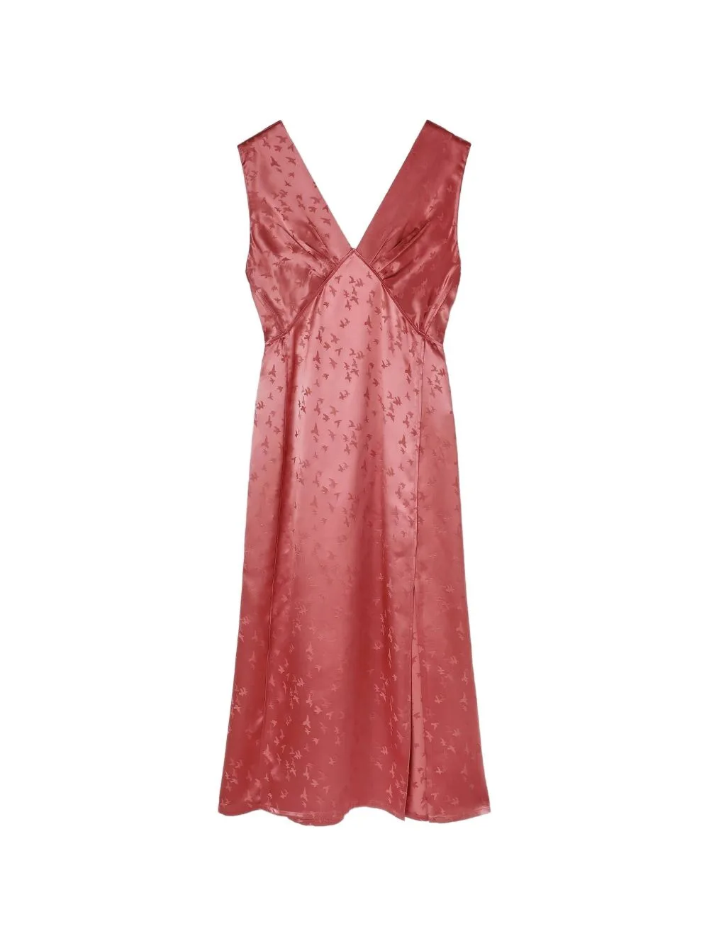 V-Neck Bird-Detail Midi Dress