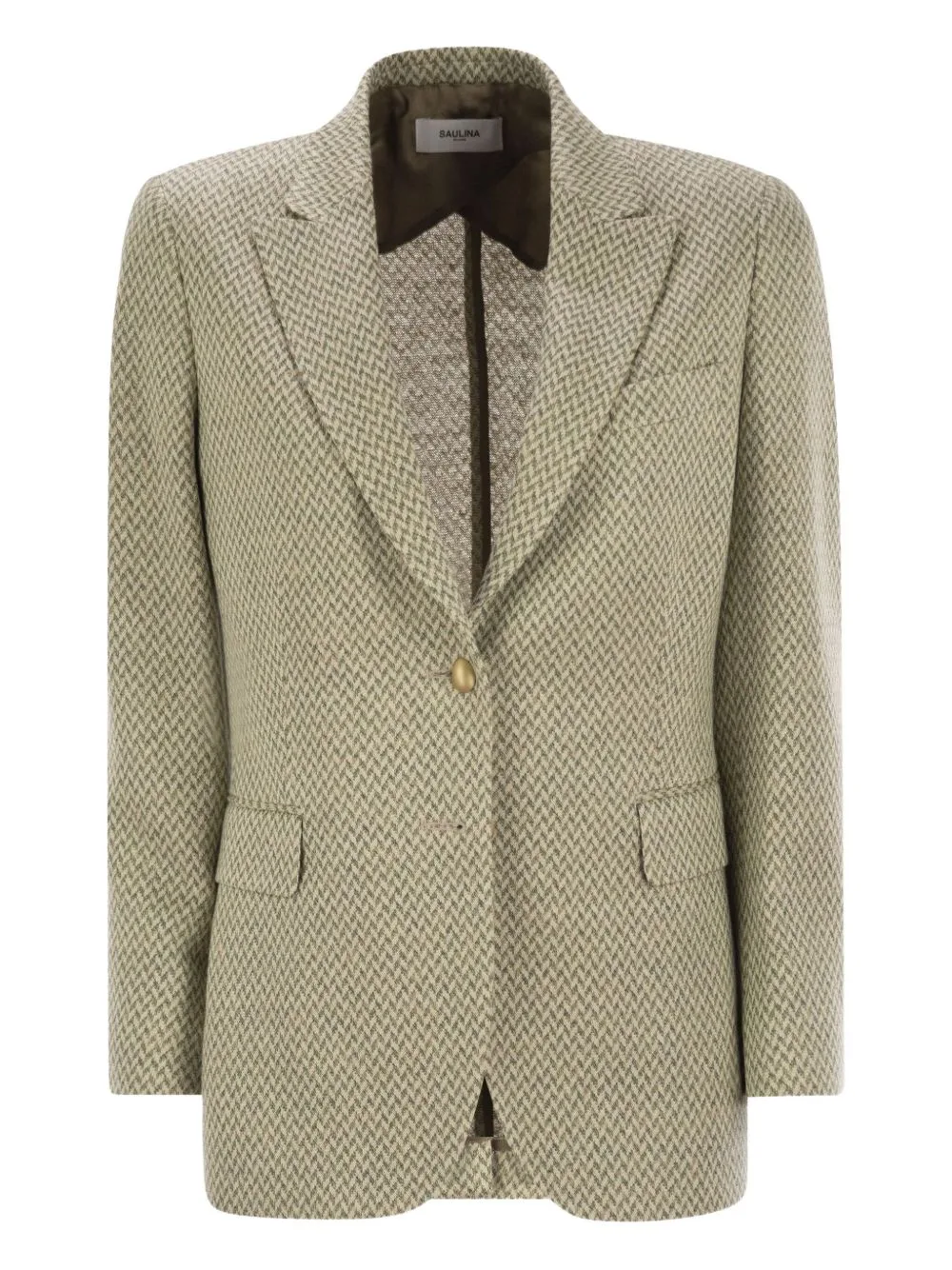 Angelica Herringbone Button-Fastening Blazer
