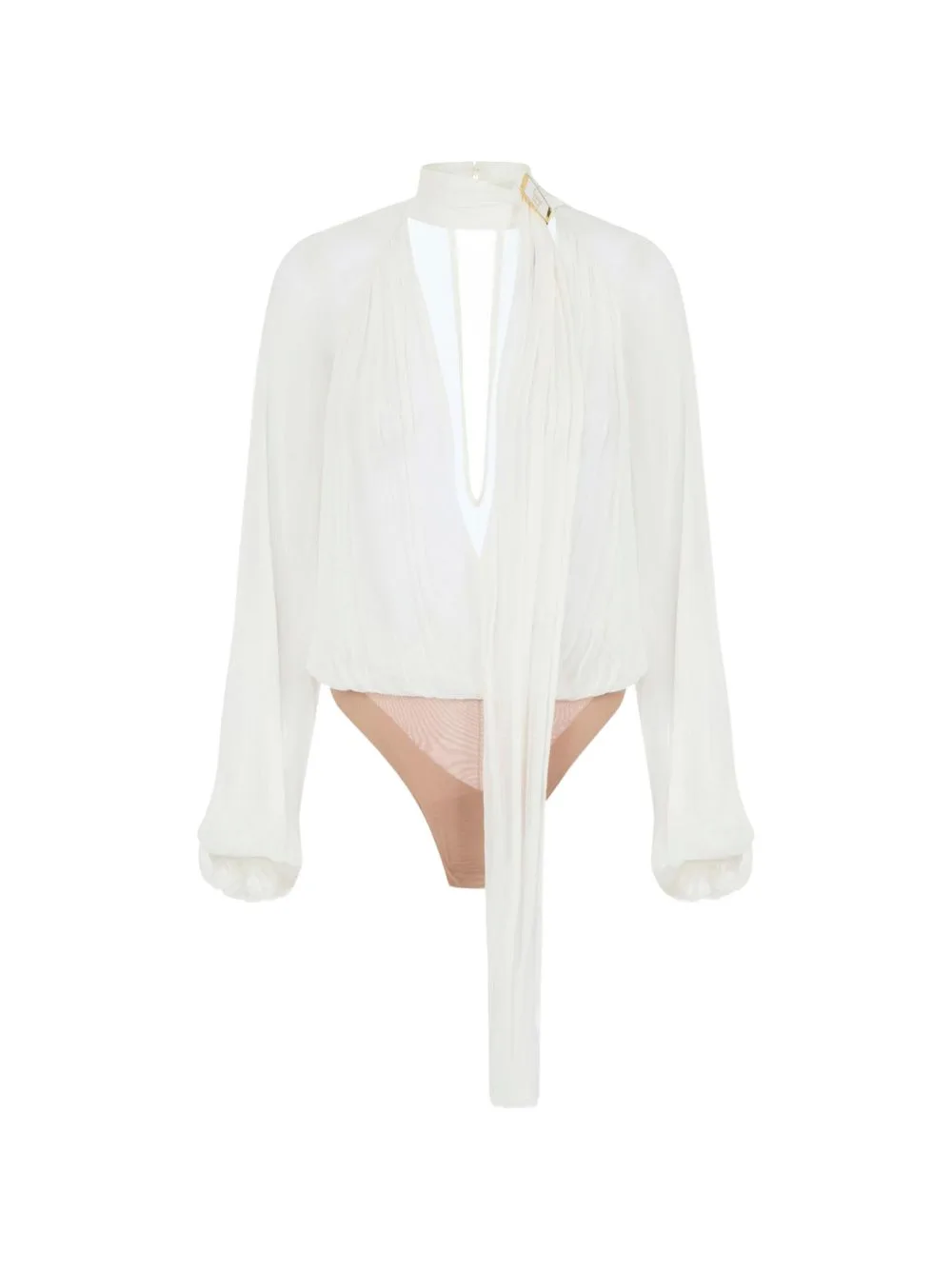 Bodysuit in Crepon Fabric with Sash