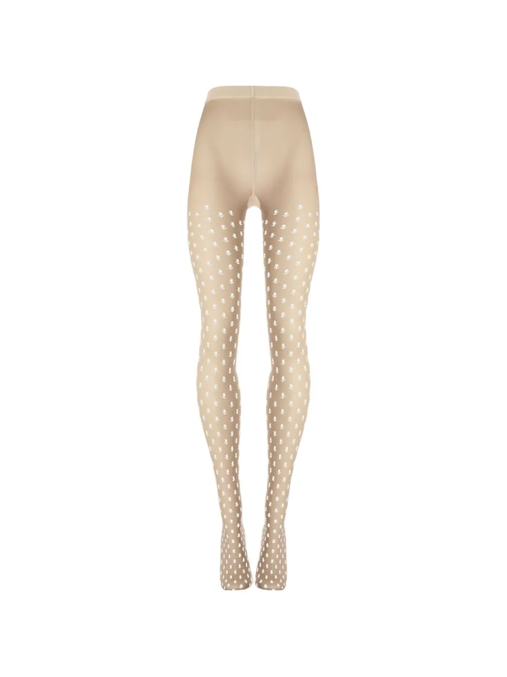 Floral-Pattern Sheer-Opaque Tights
