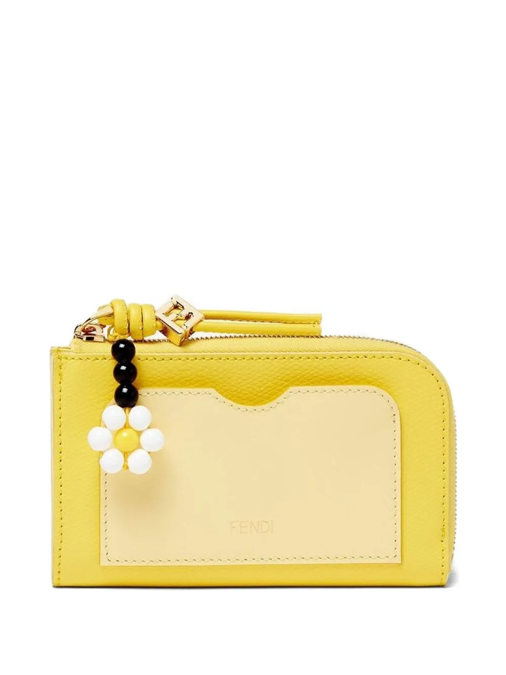 FF Diamonds Flower-Charm Leather Card Case