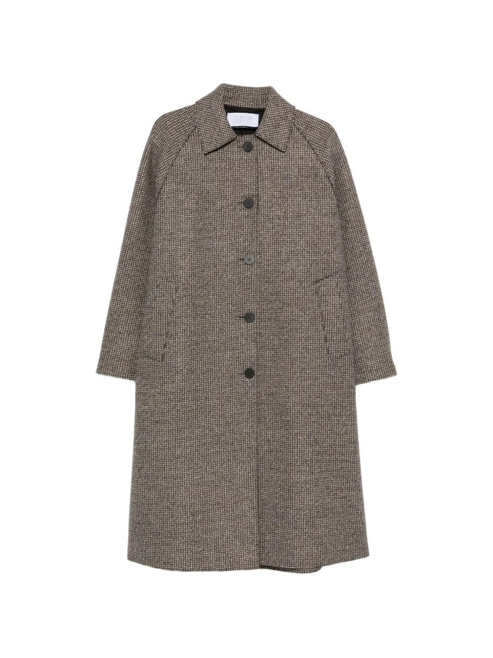 Houndstooth-Pattern Single-Breasted Coat