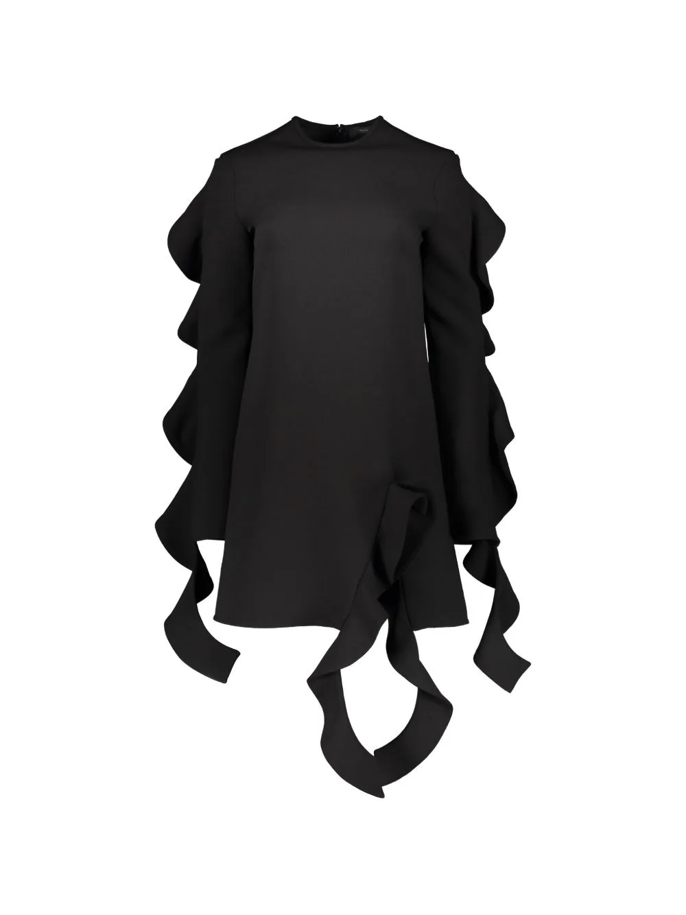 Ruffle-Detail Long-Sleeve Mini Dress
