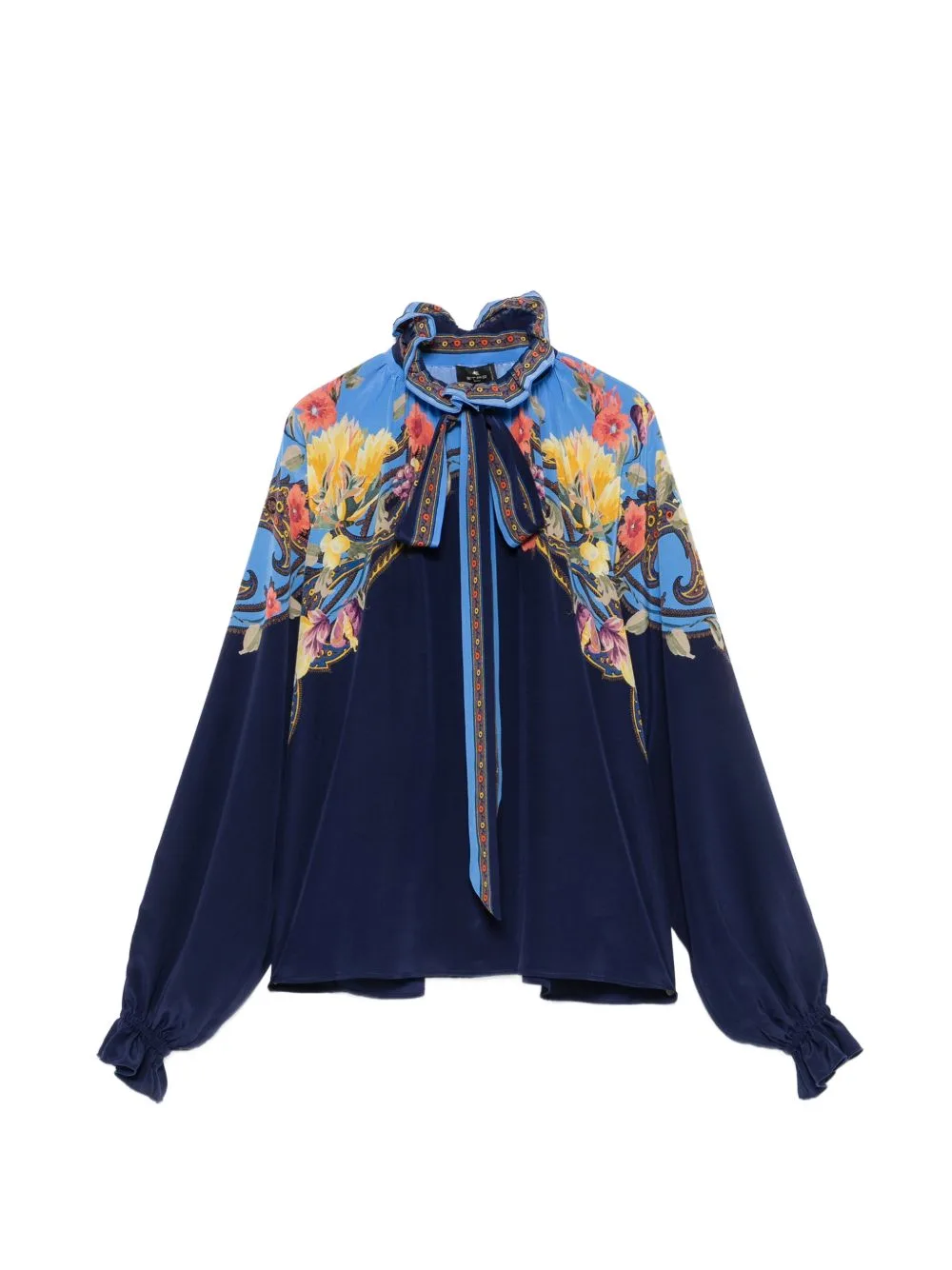 Floral-Print Ruffled-Collar Blouse