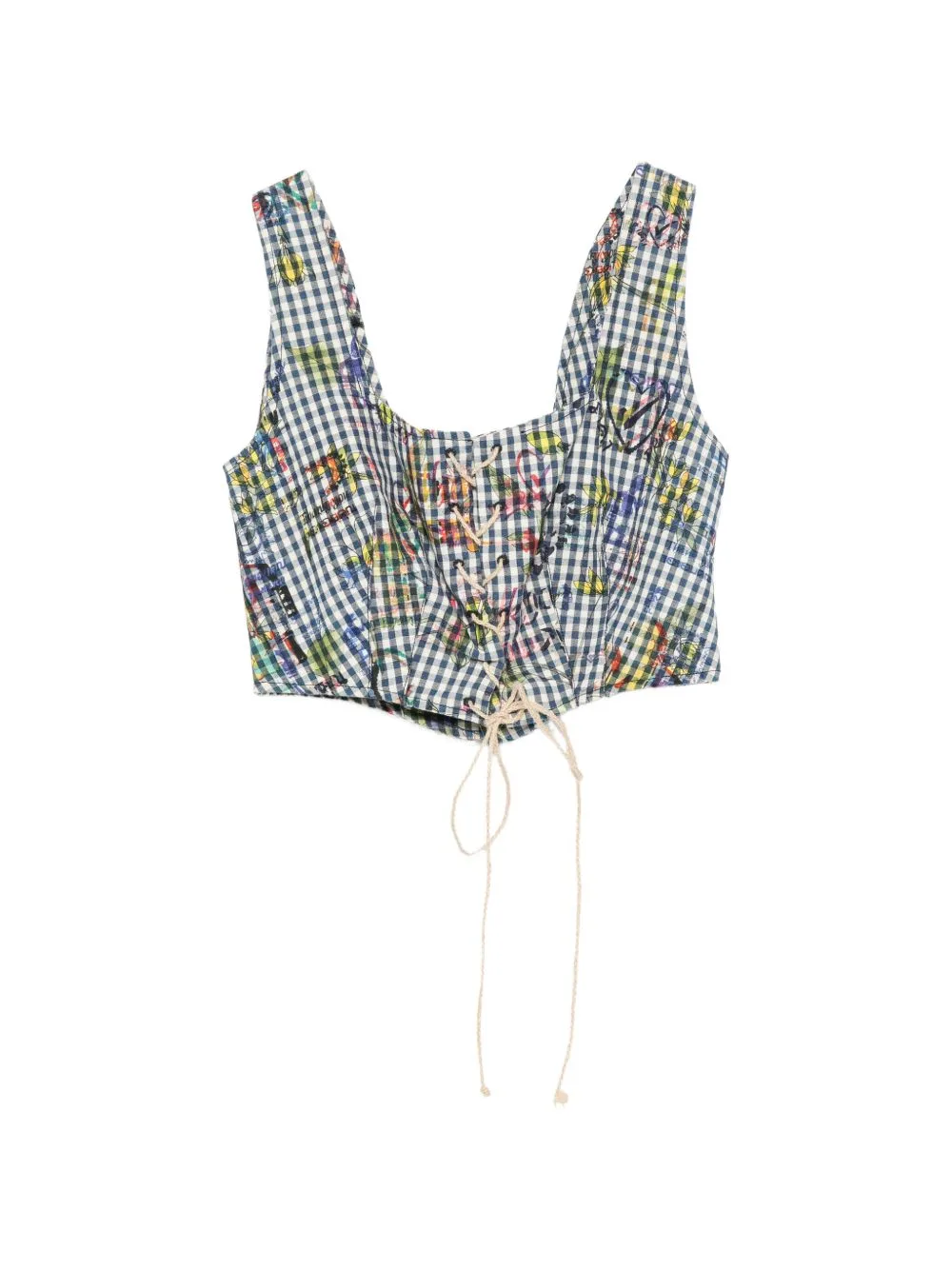 2016s Gingham Lace-Up Top
