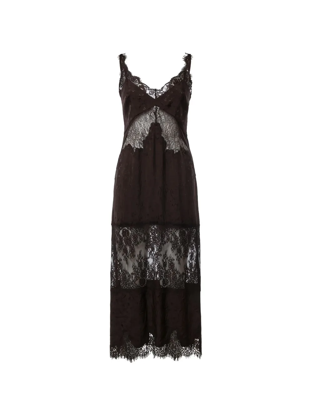 Midi Lace-Trim Floral-Jacquard Dress
