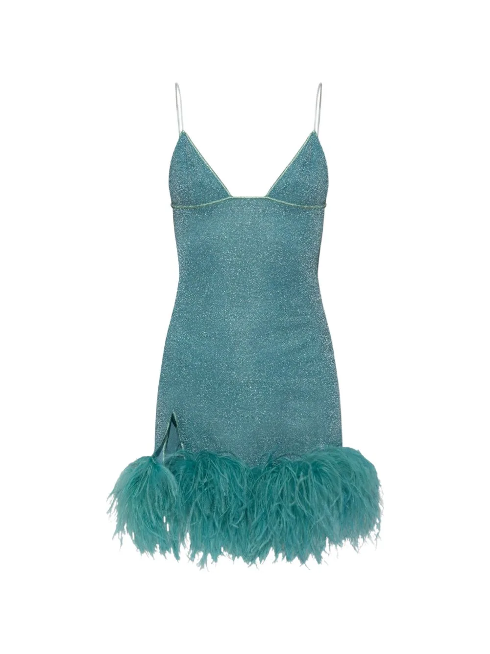Plumage Feather-Trim Lurex Mini Dress