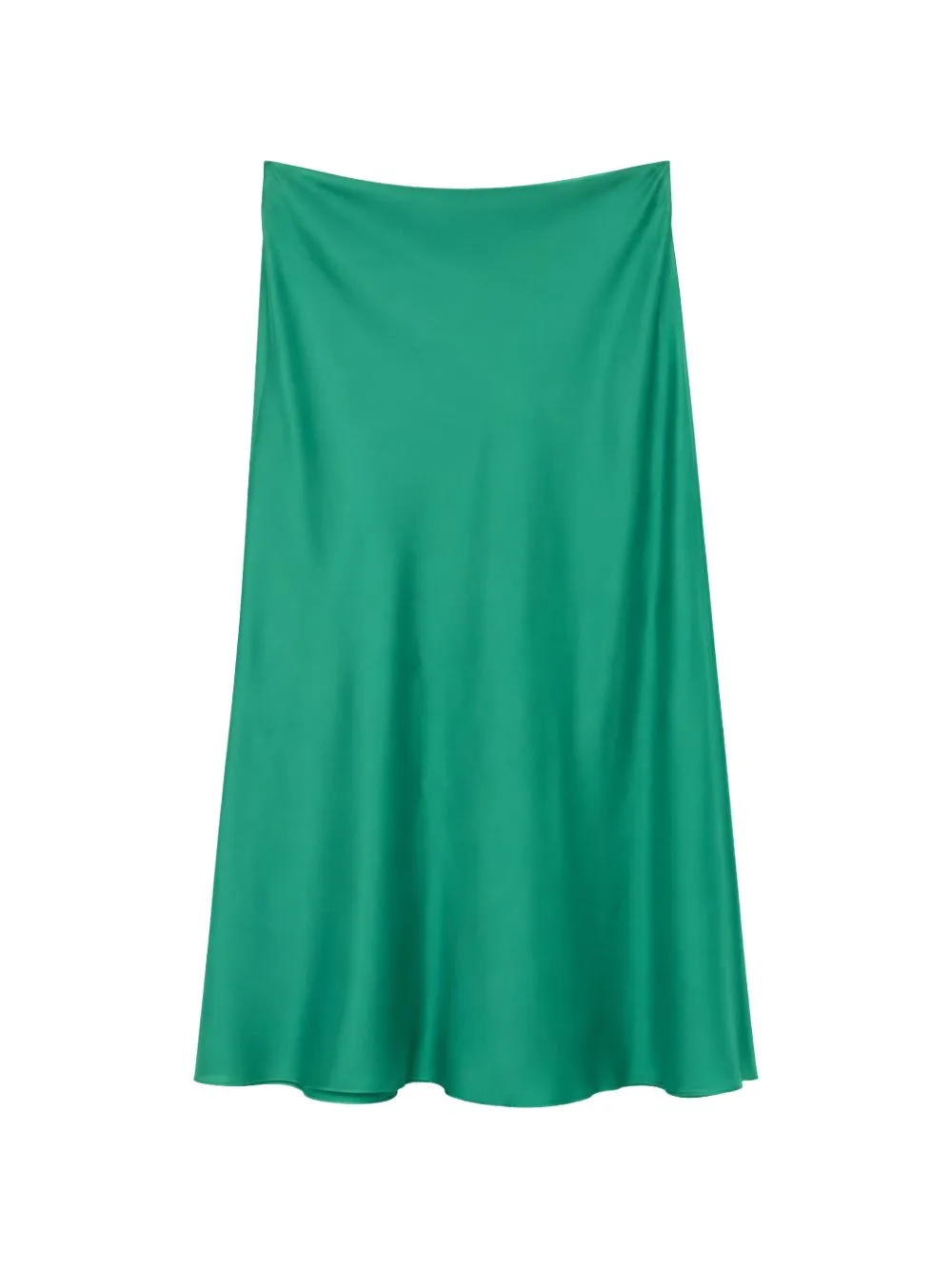 Satin-Finish Flared Midi Skirt