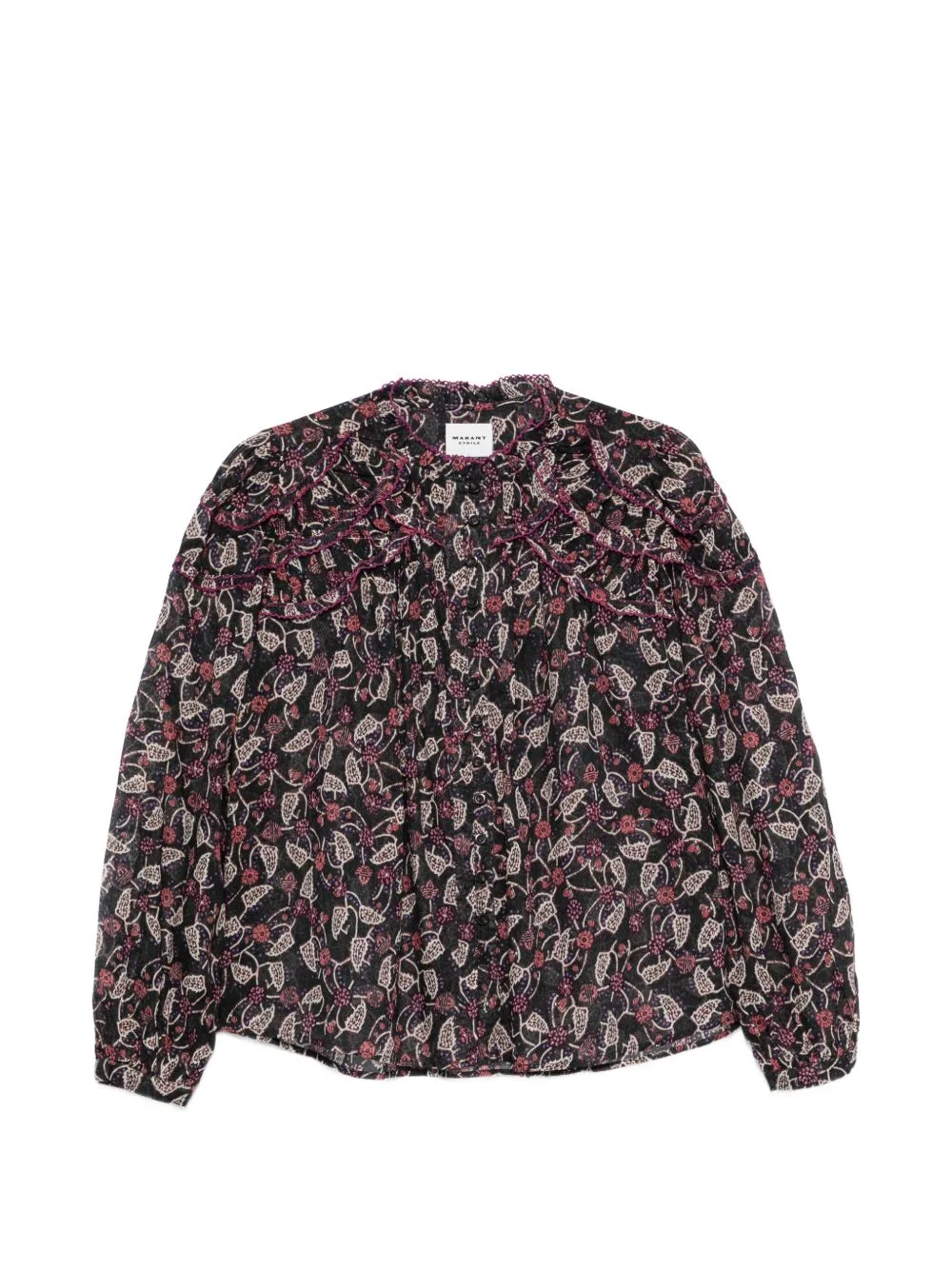 Chrsita Floral-Print Ruffled Blouse