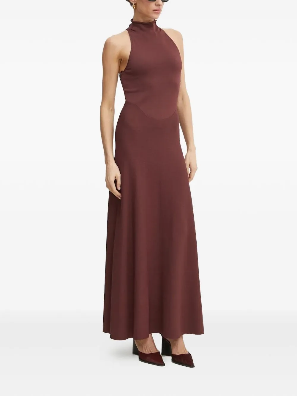 High-Neck Sleeveless Maxi Dress