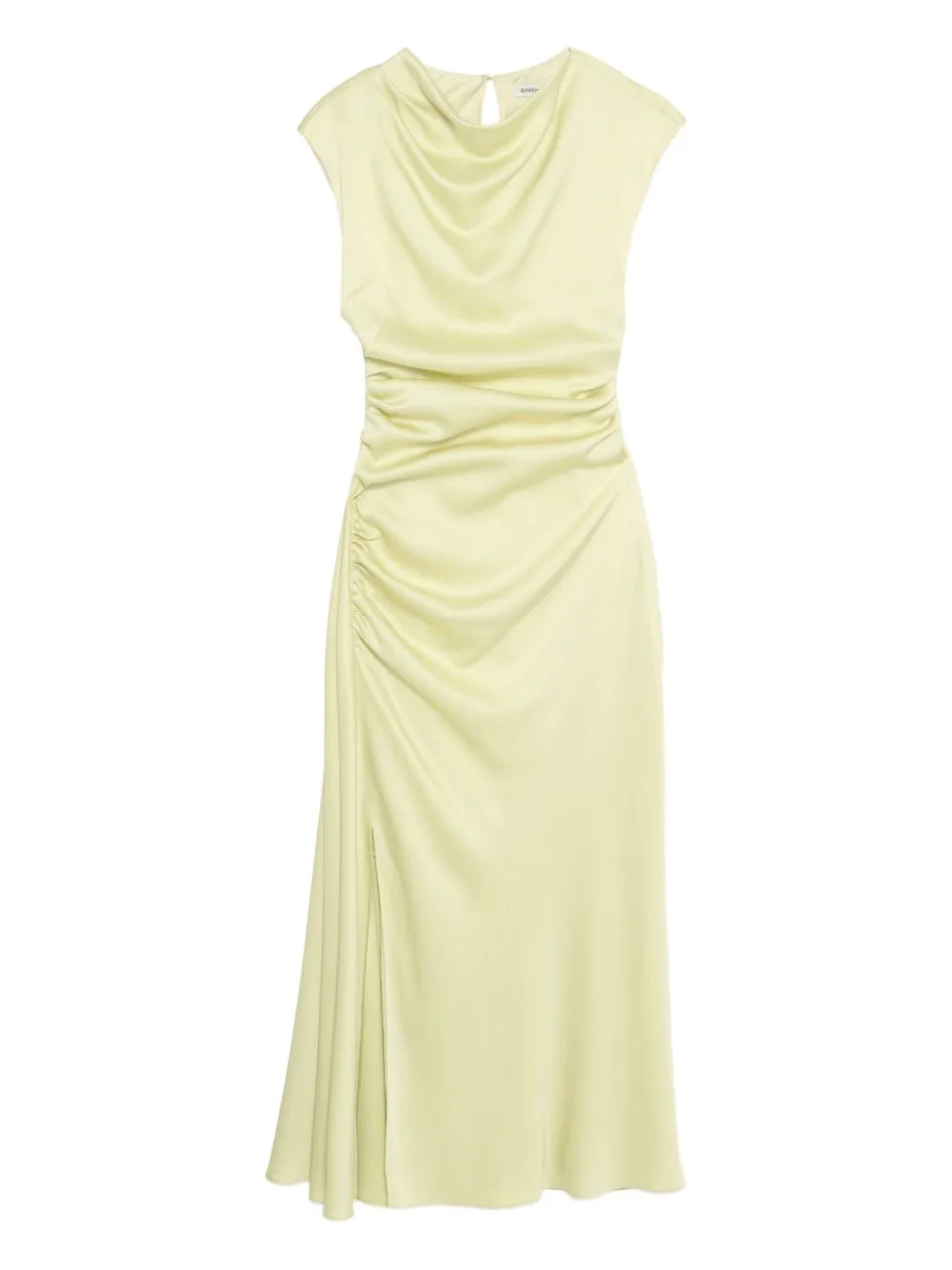 Burke Draped Gathered Satin Midi Dress
