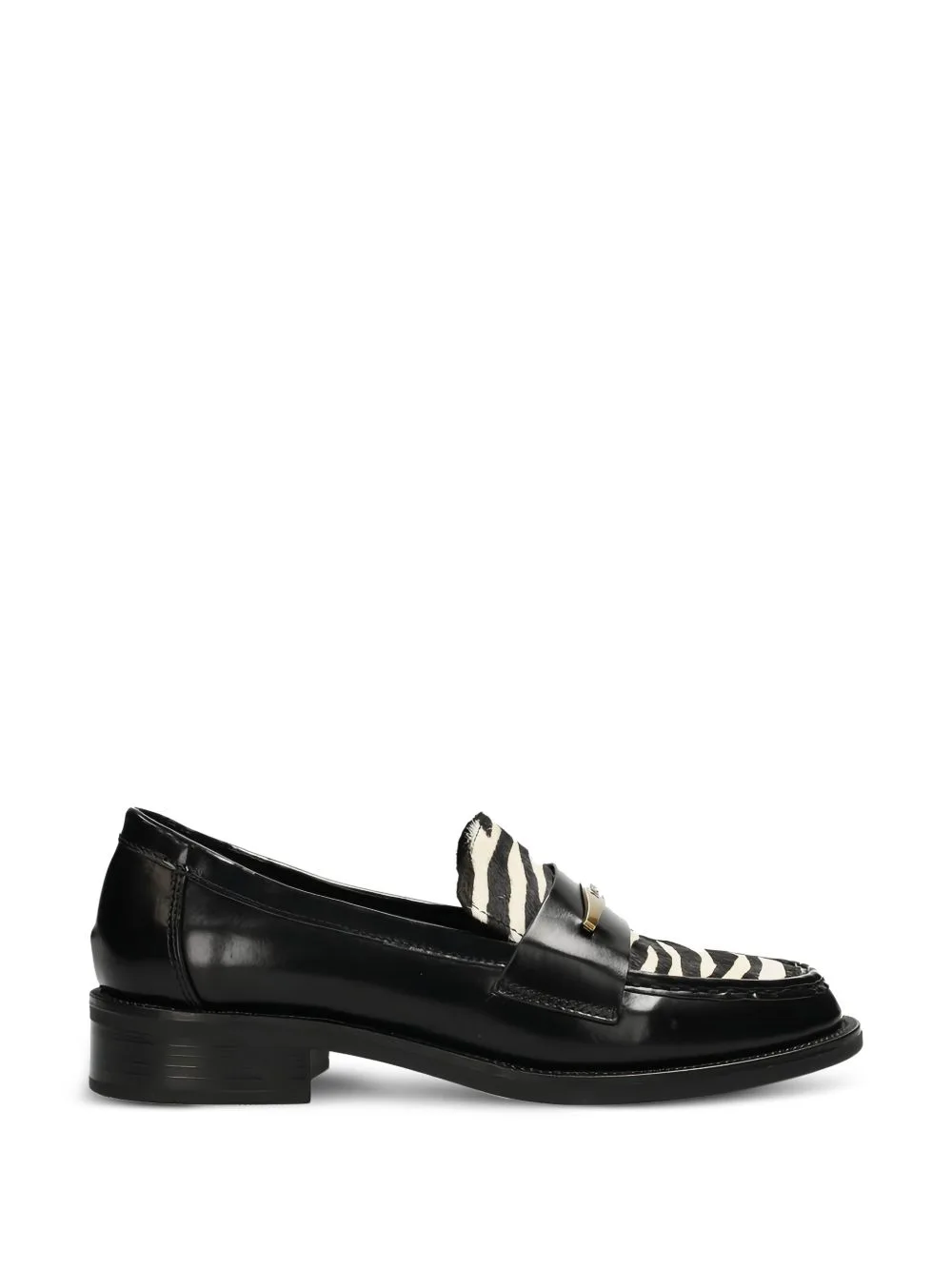 Zebra-Print Plaque-Detail Loafers