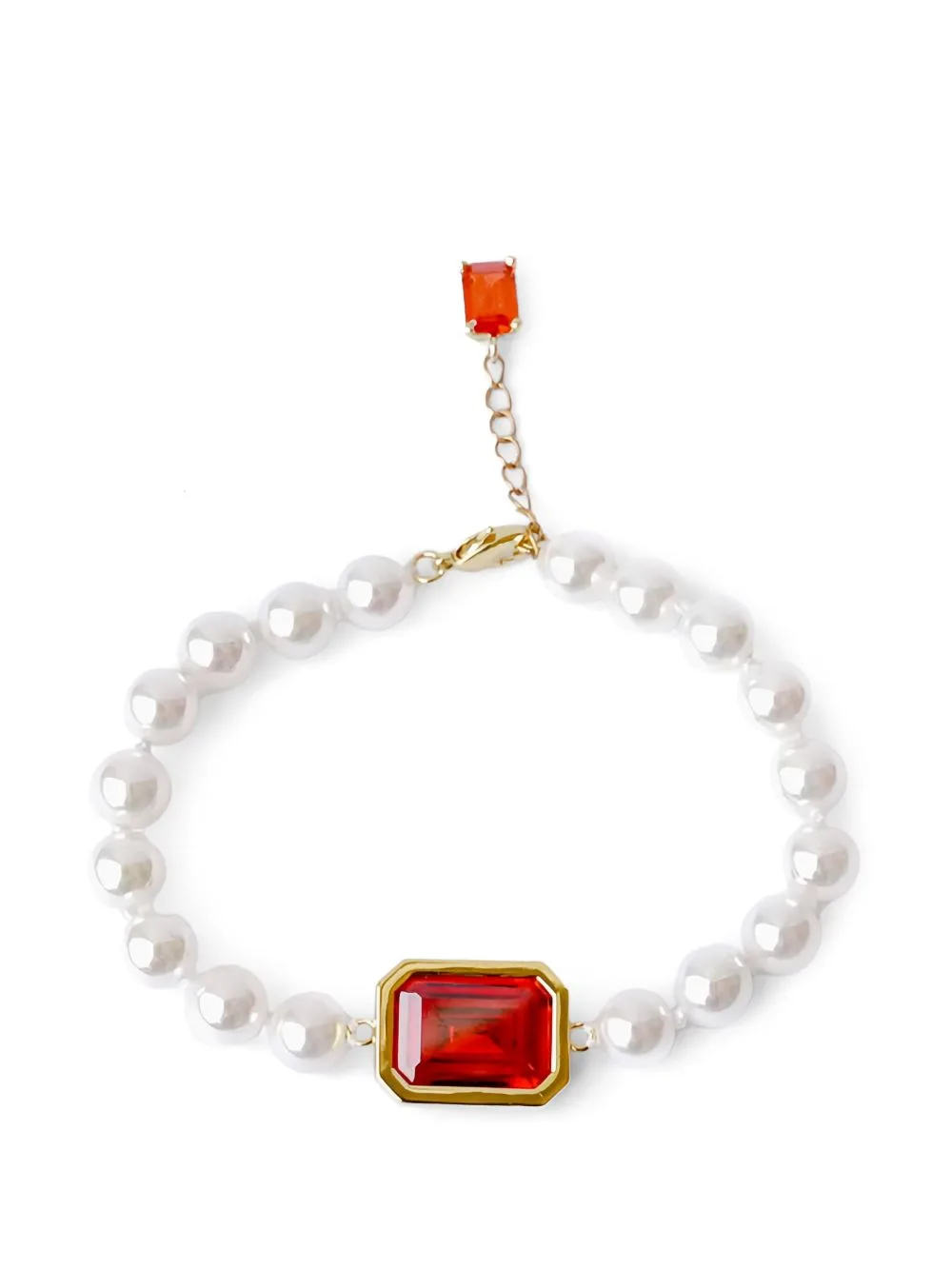 Emerald-Cut Crystal Pearl Bracelet