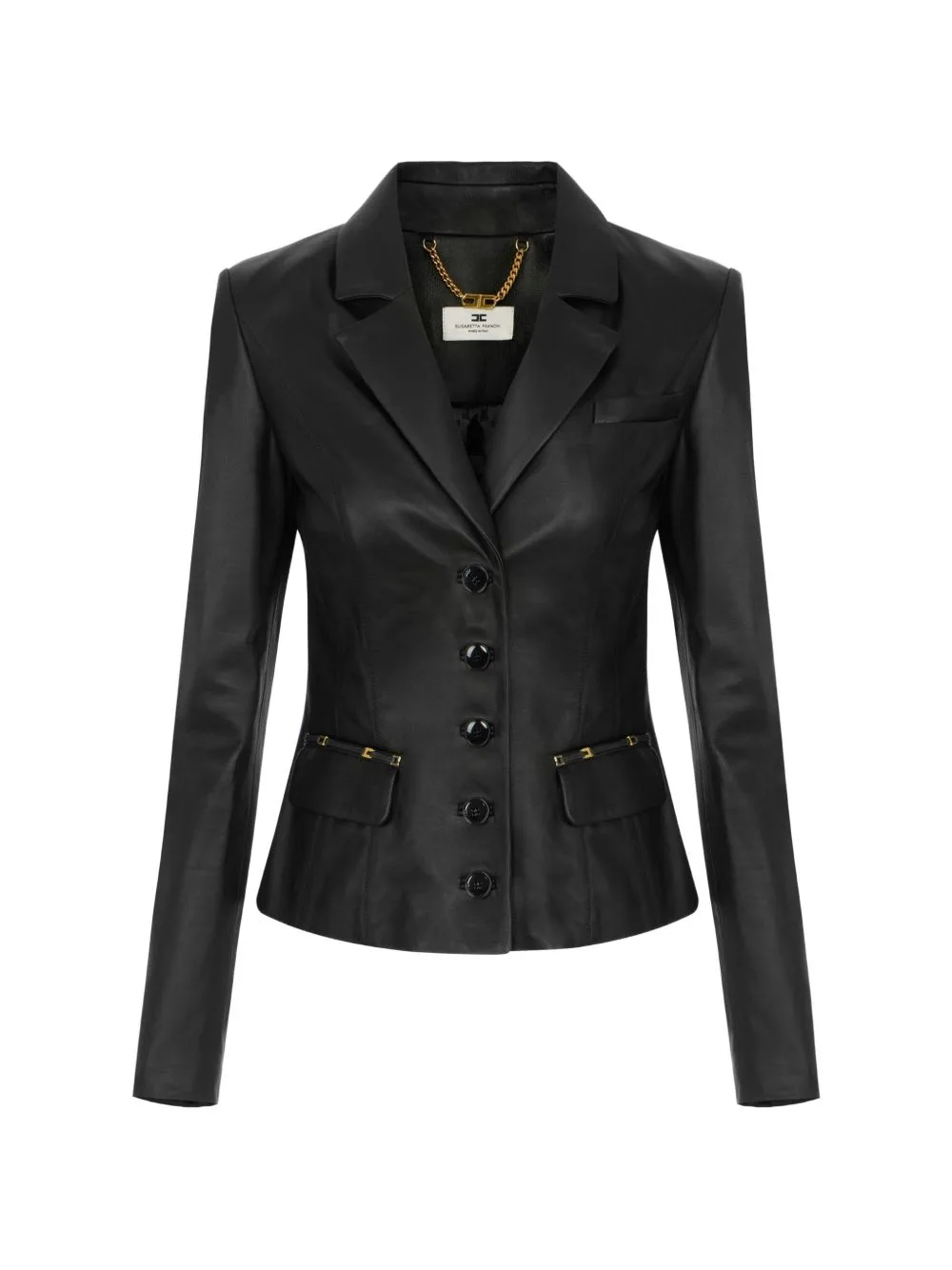 Leather Jacket with Logo Details