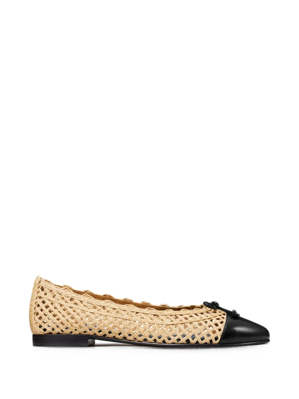 Cap-Toe Woven Ballet Flats