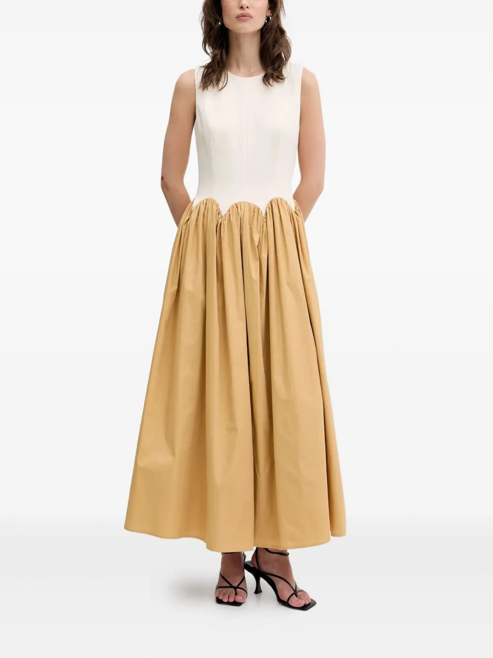 Monika Scalloped-Detail Midi Dress
