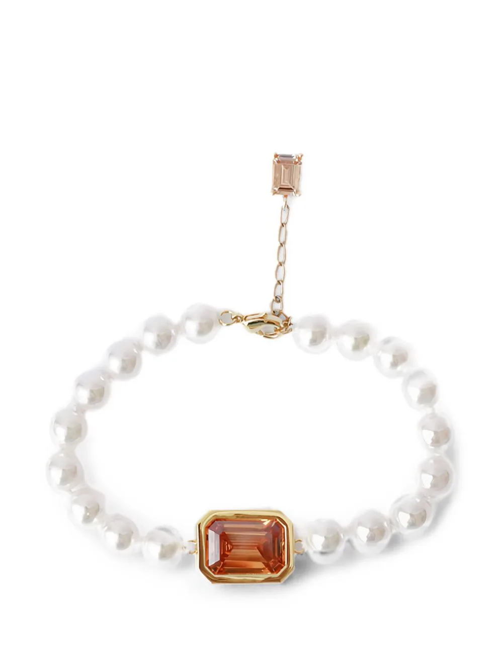 Pearl-Embellished Crystal-Pendant Bracelet