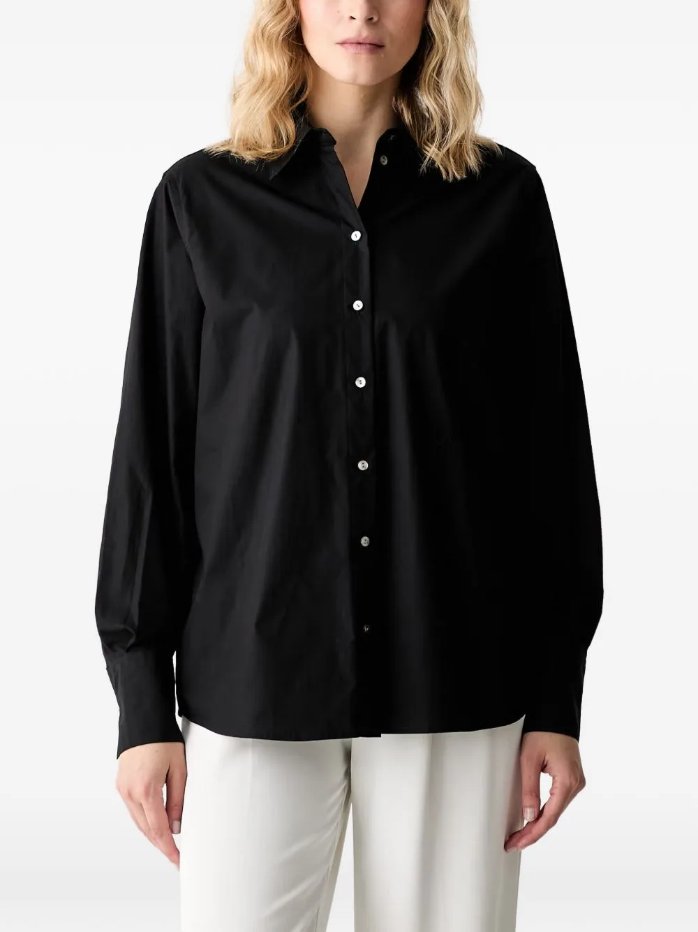 Embroidered-Logo Button-Up Shirt