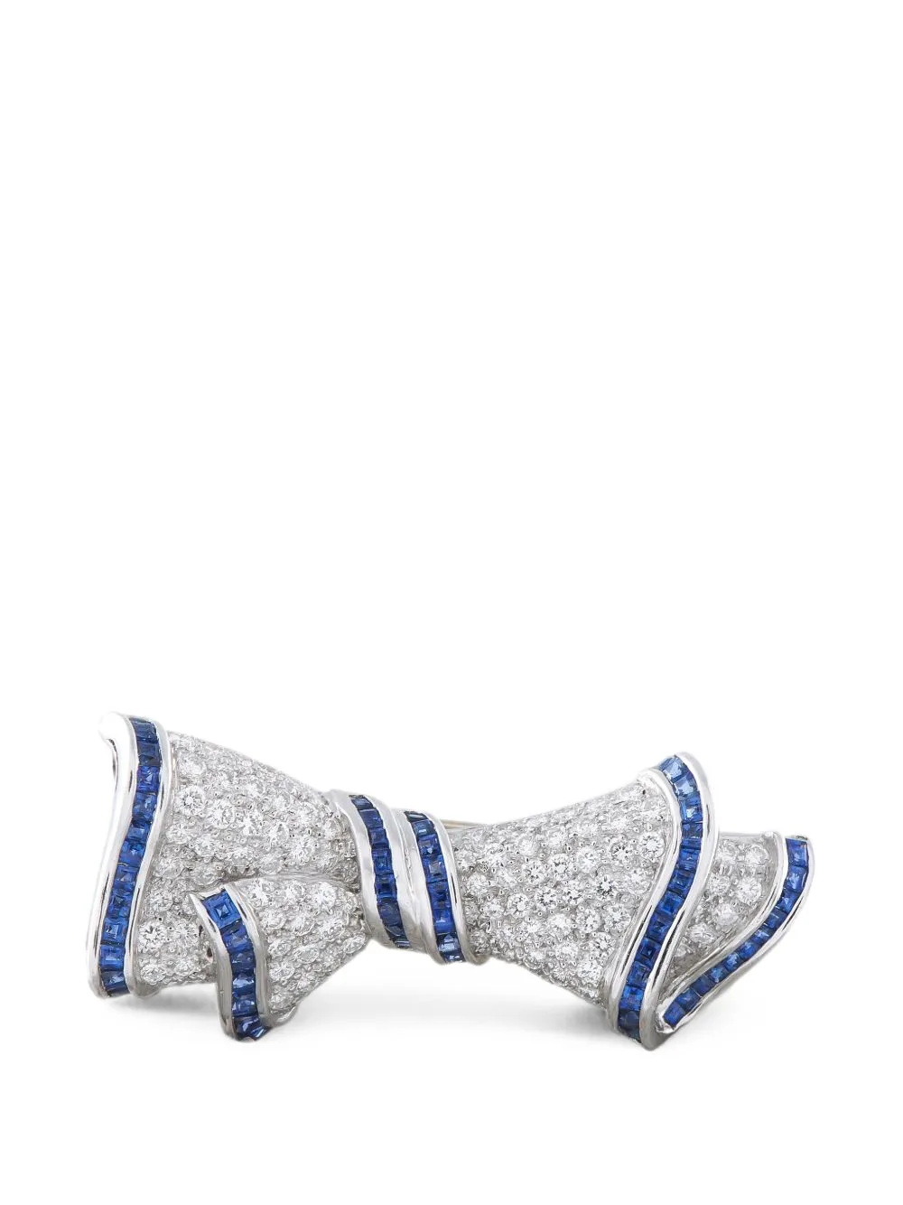 Diamond and Sapphire Bow Brooch
