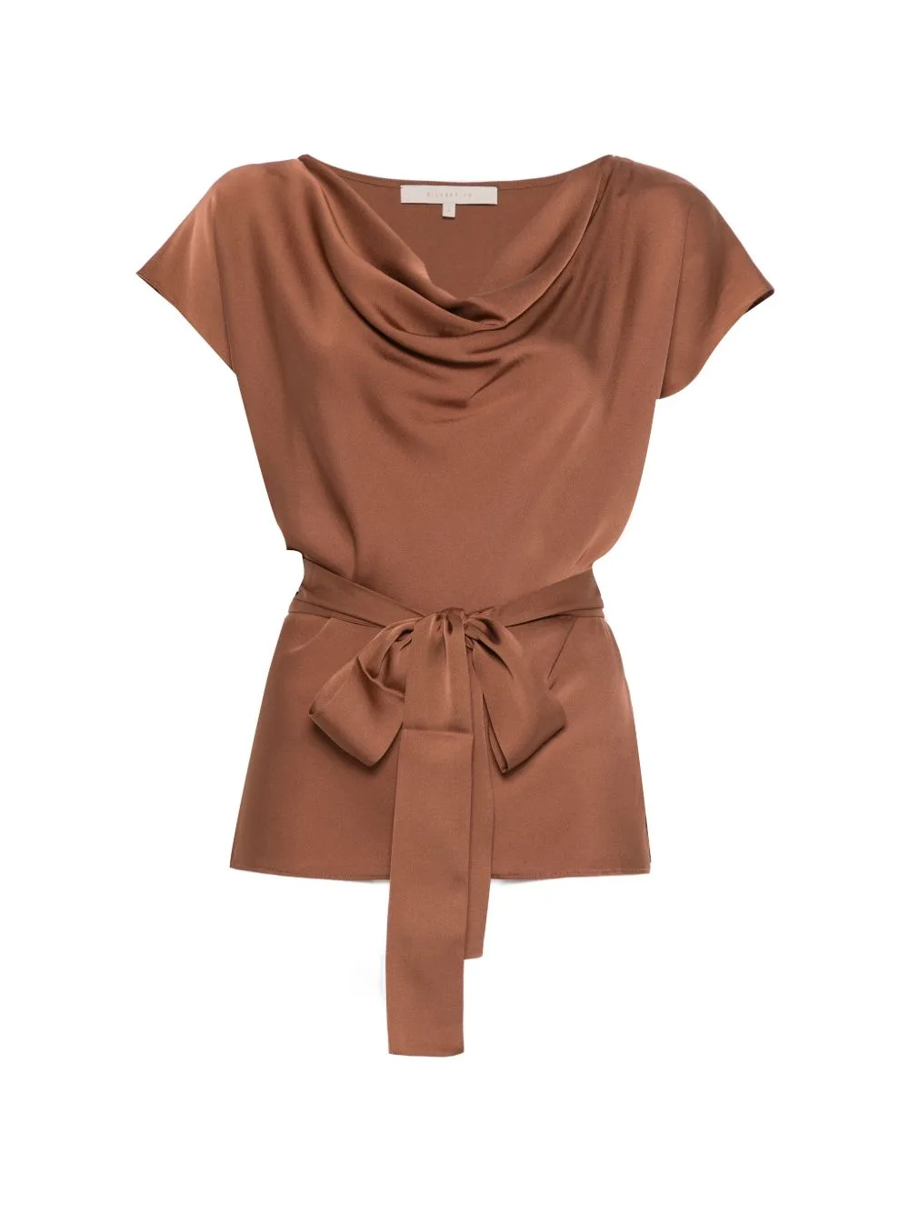Mizner Cowl-Neck Tie-Waist Blouse