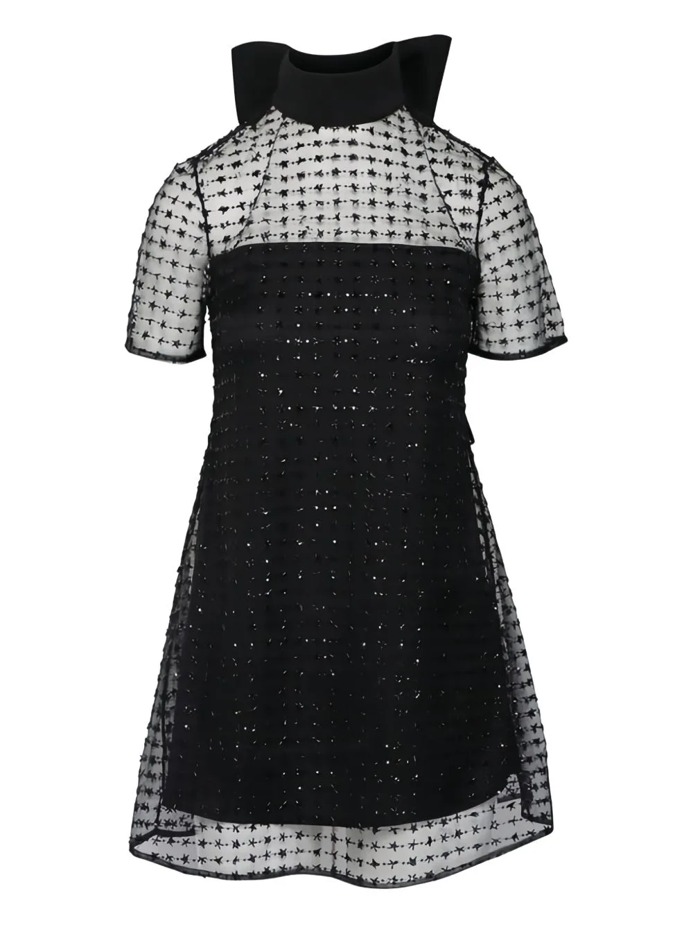 Bow-Detail Sequin-Embellished Mini Dress