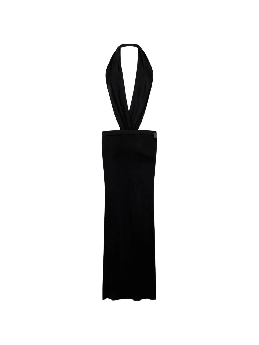 Deep-Cut Shiny Viscose Jersey Long Dress