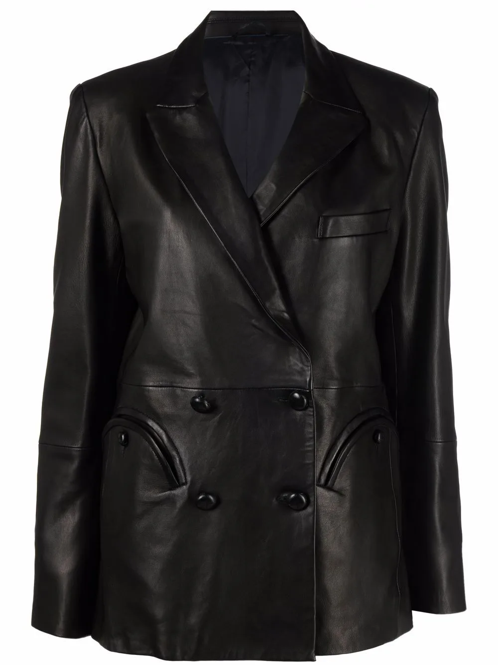 Double-Breasted Leather Blazer