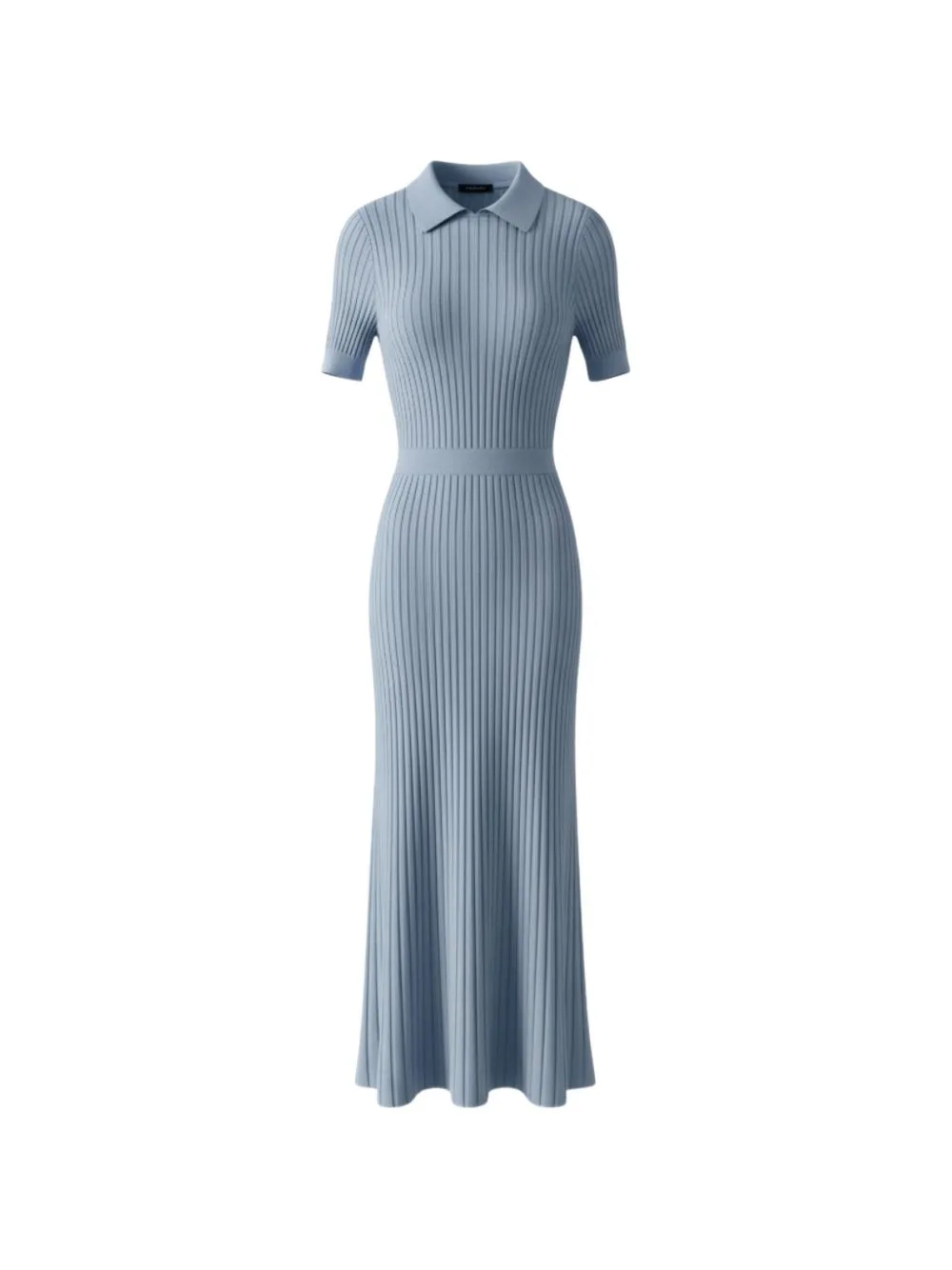 Ribbed-Knit Polo-Collar Midi Dress