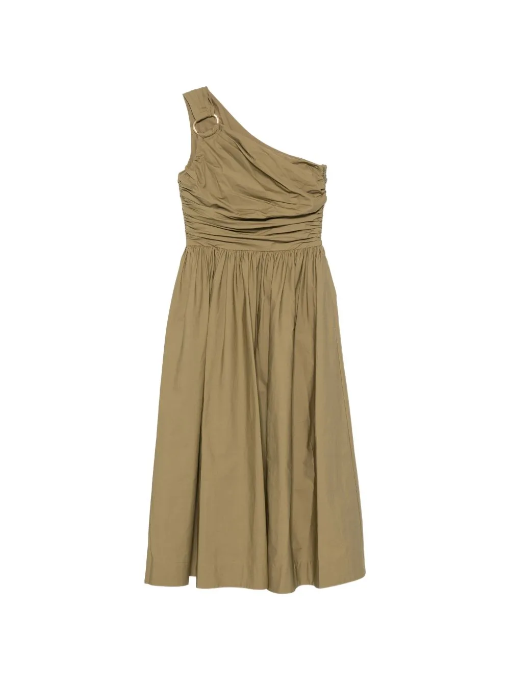 One-Shoulder Ruched-Detail Midi Dress