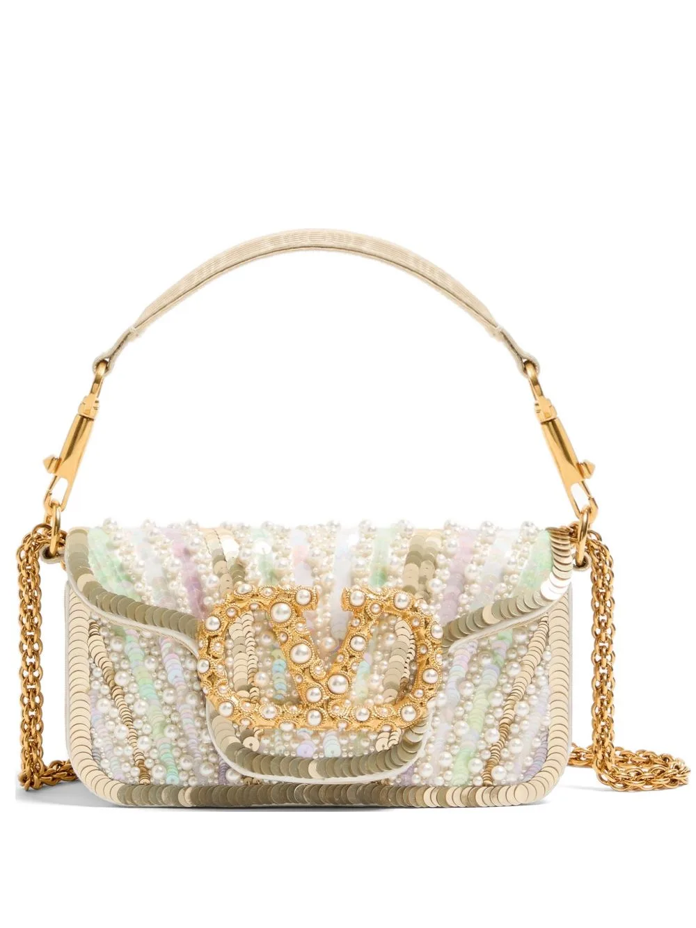 Small Locò Embroidered Jewel-Logo Shoulder Bag