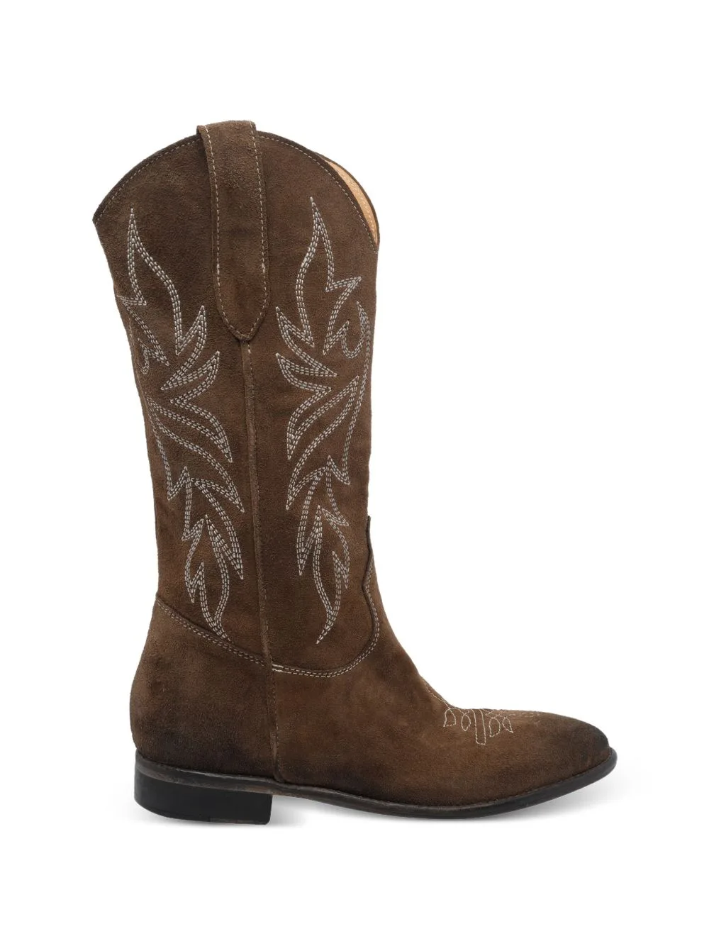 Embroidered Suede Boots