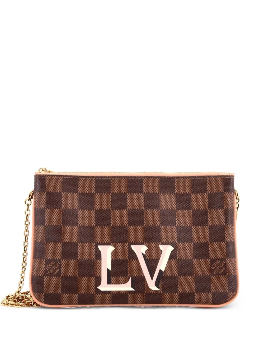 Double Zip Pochette Damier Clutch Bag