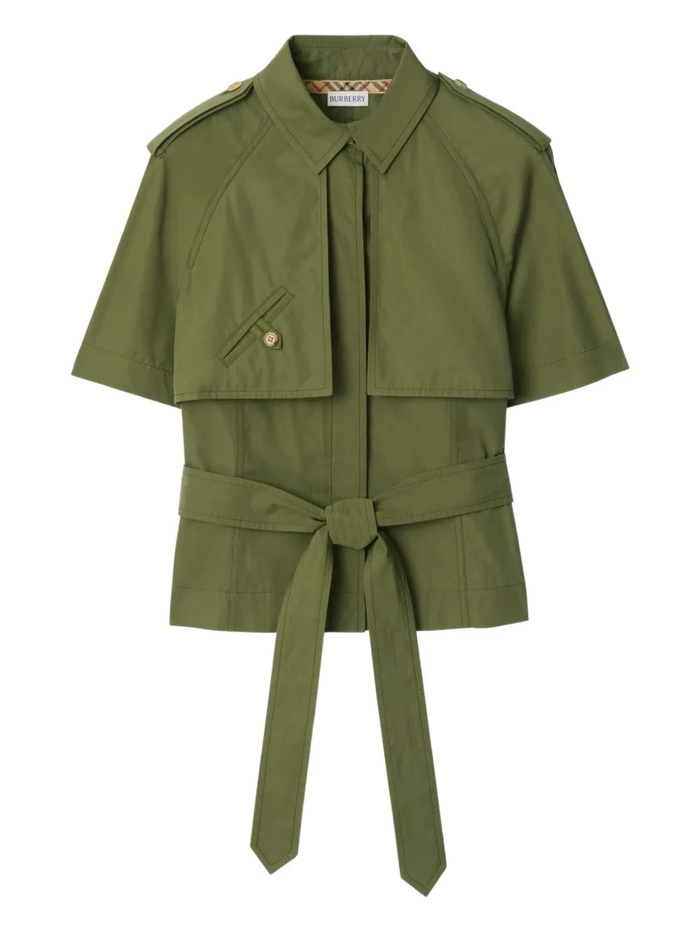 Cropped Cotton Poplin Trench Shirt