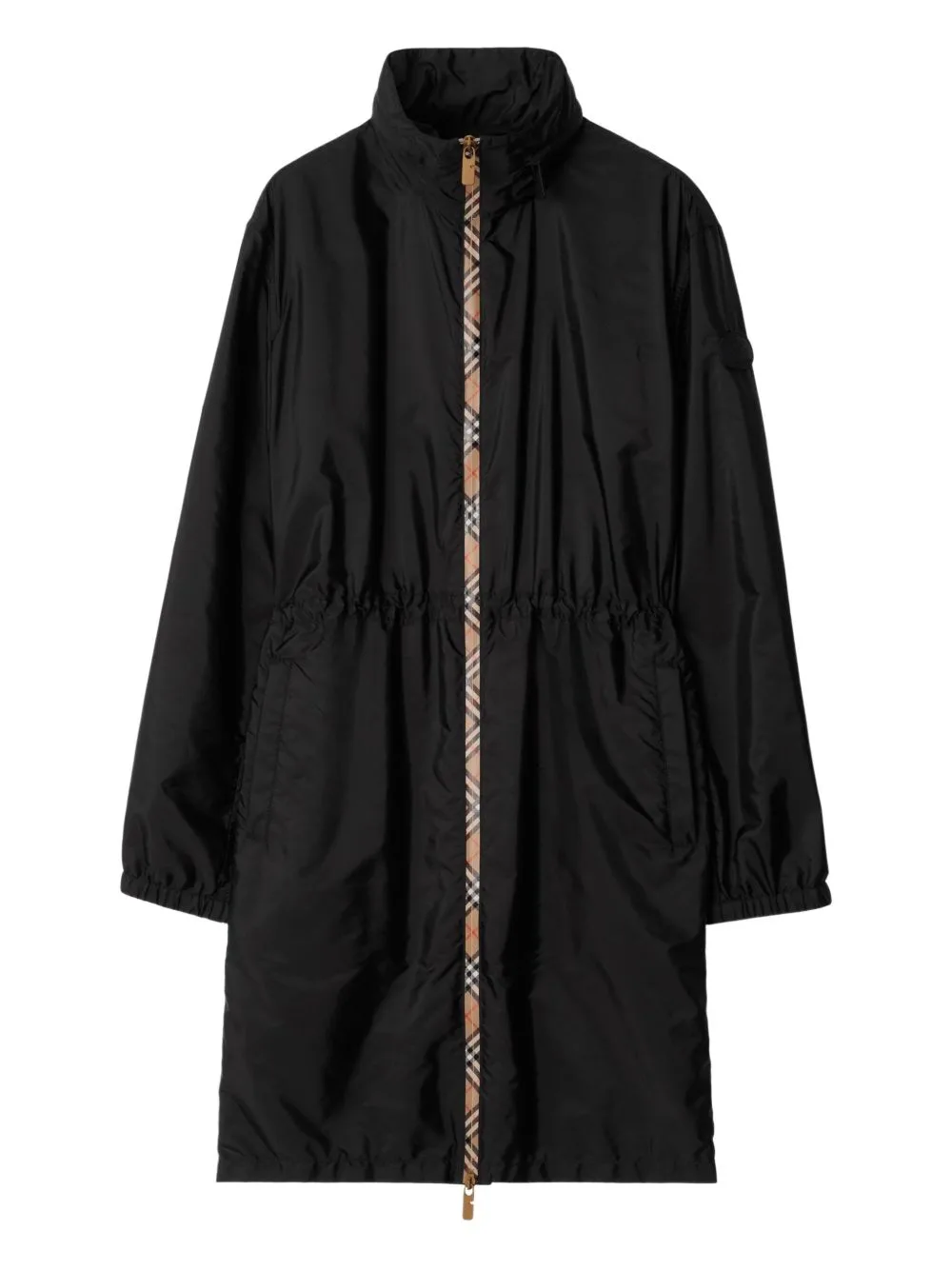 Long Checker-Tape Nylon Parka