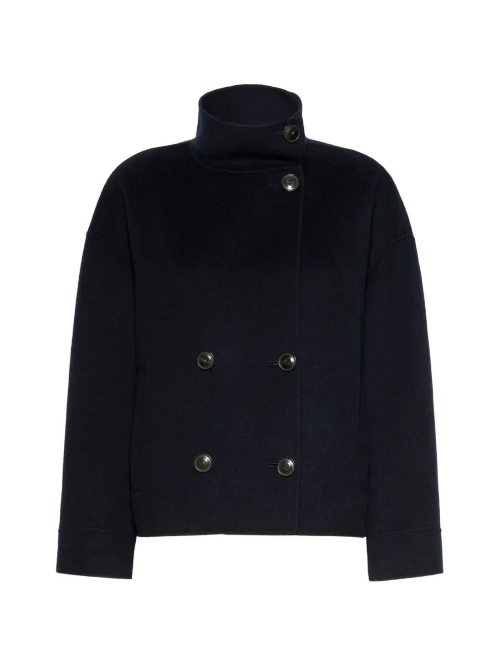 Double-Breasted High-Neck Coat
