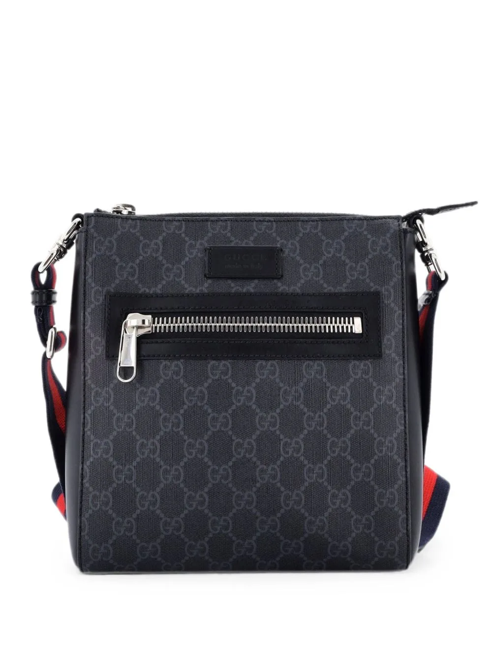Web Strap Front Zip Messenger Bag GG Coated Canvas Small Crossbody Bag