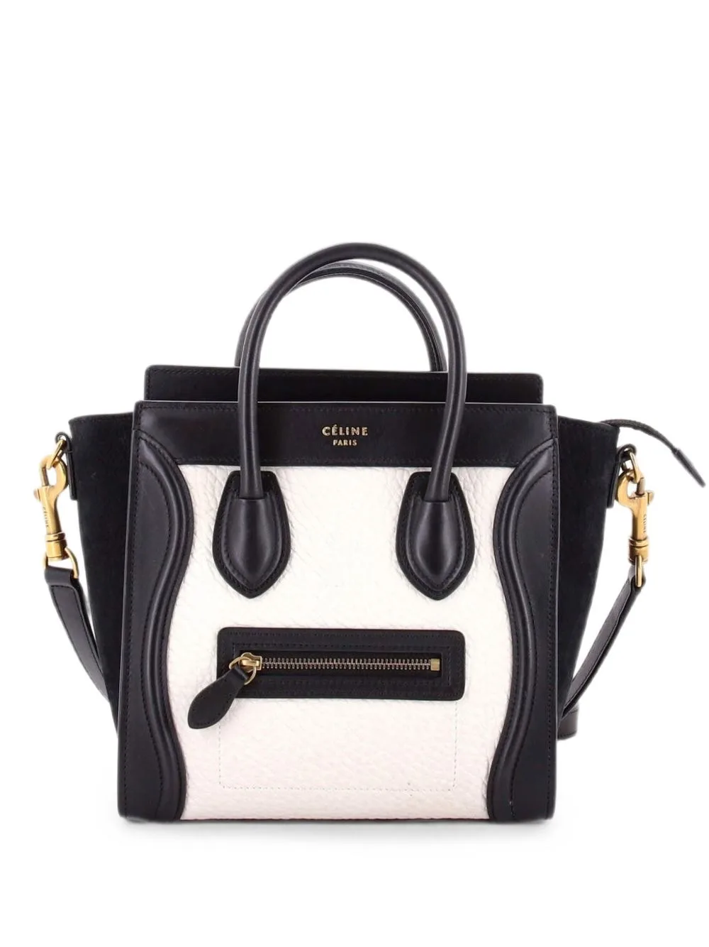 Bicolor Luggage Bag Grainy Leather Nano Crossbody Bag