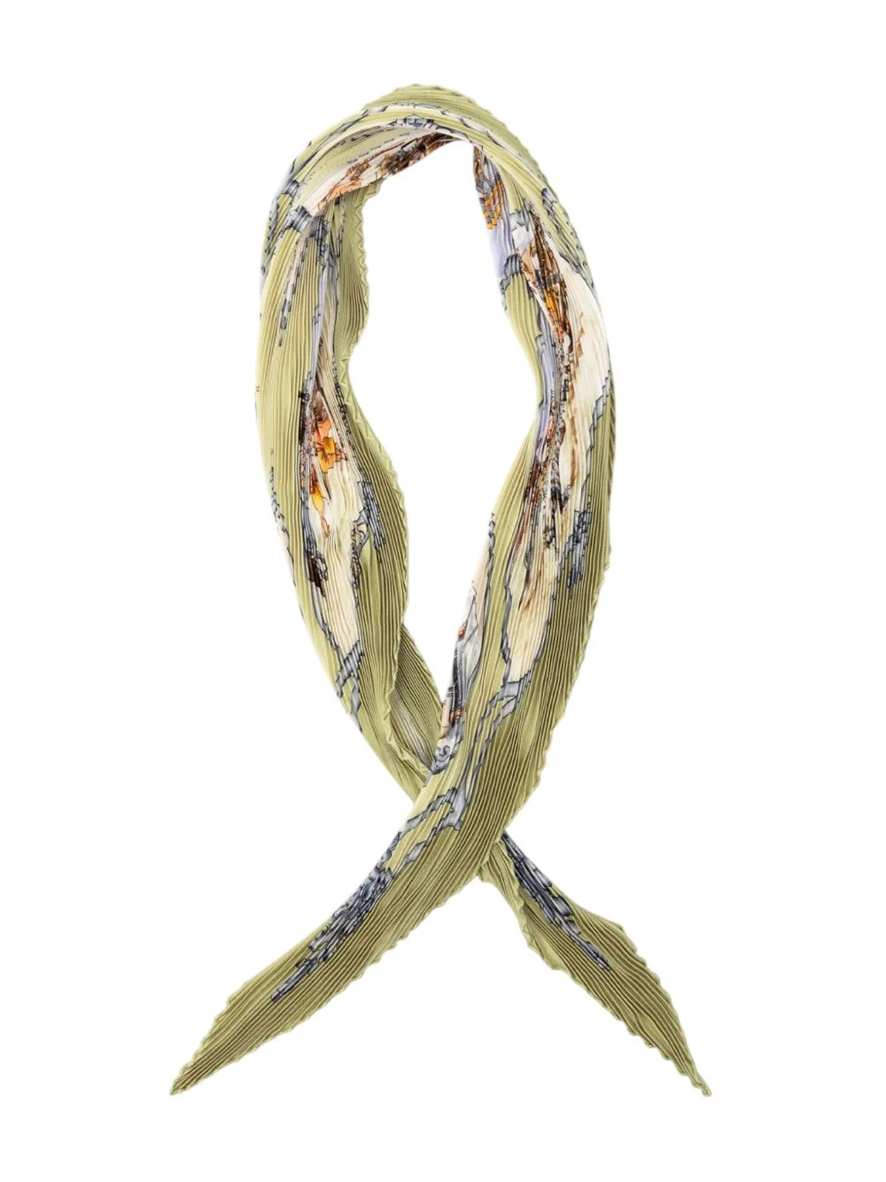 20th Century Les Chevaux Des Moghols Pleated Silk Scarf