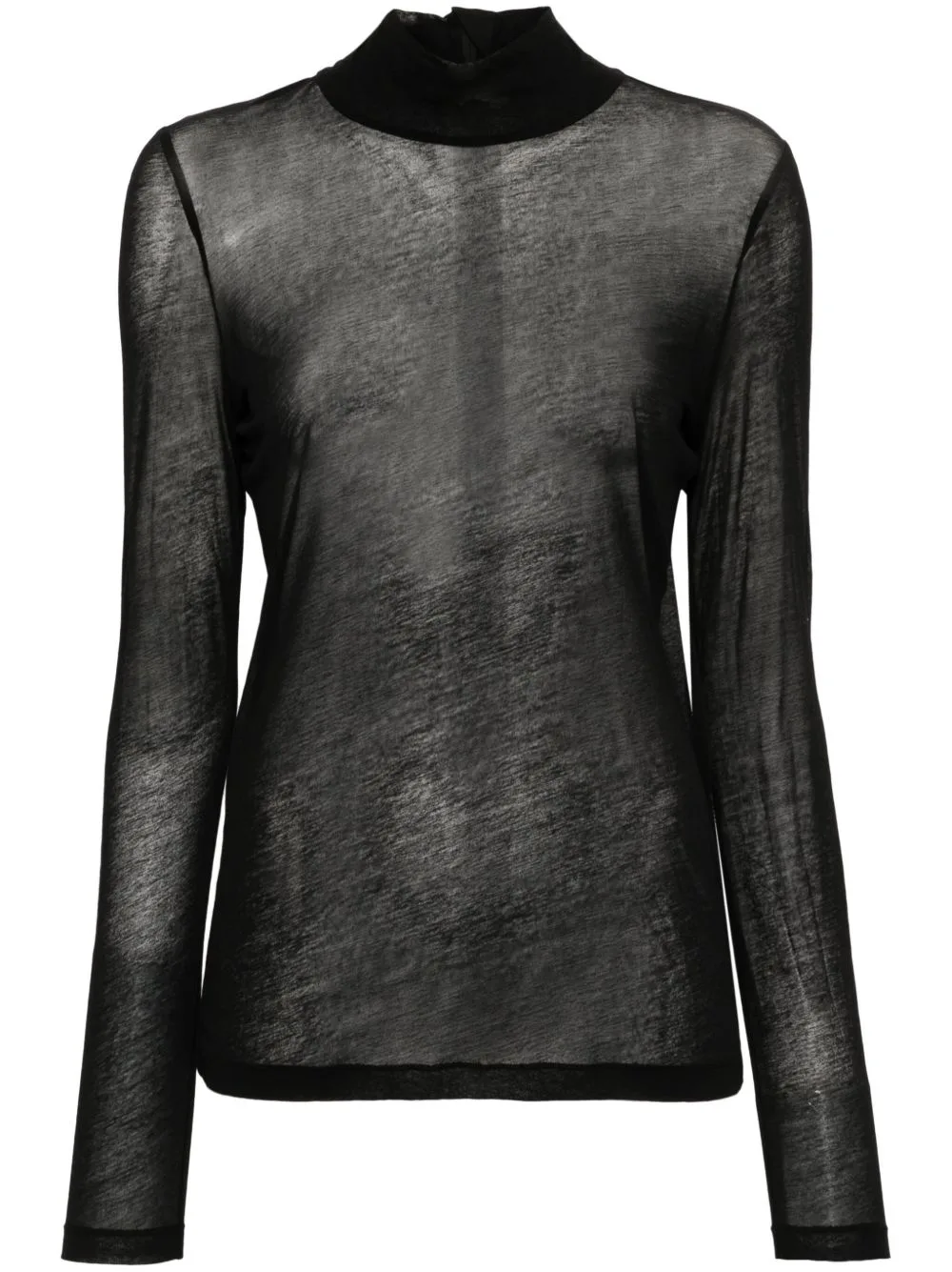 Sheer Turtleneck Long-Sleeve T-Shirt