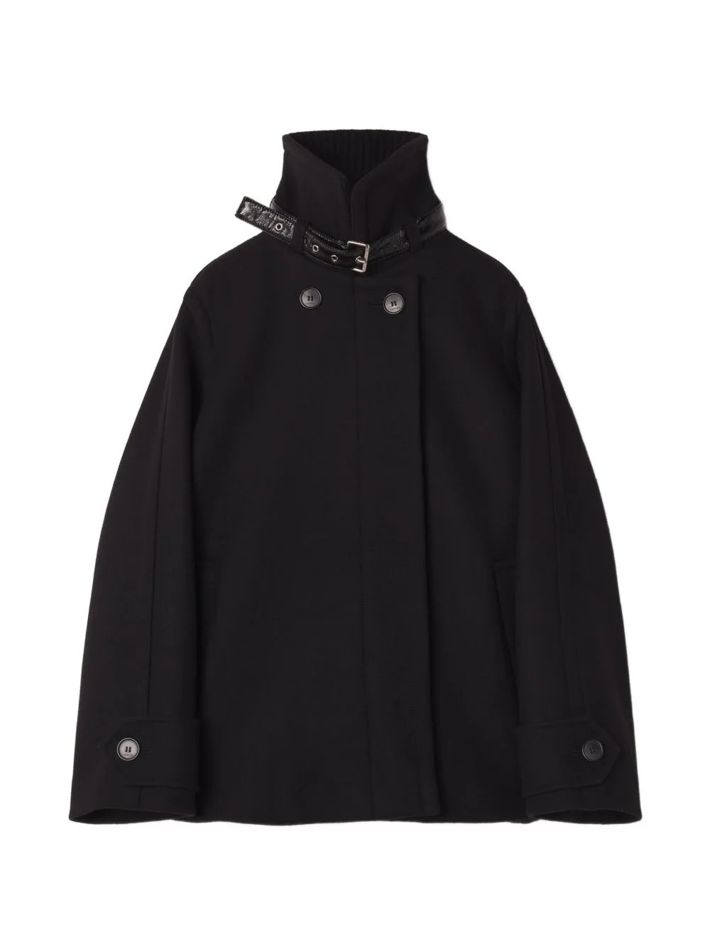Buckled-Collar Double-Breasted Coat