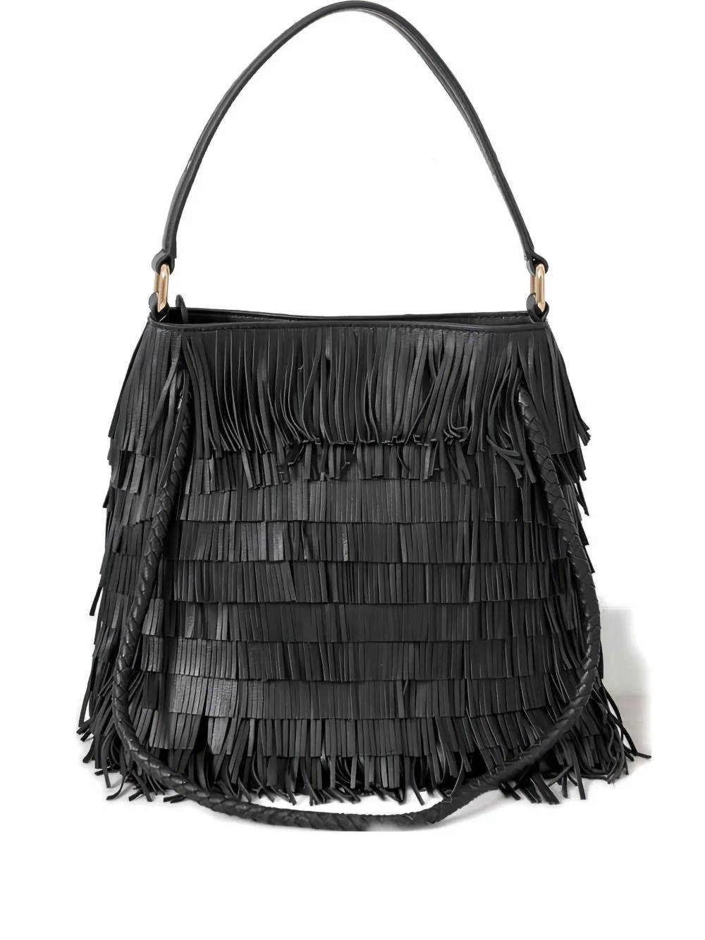 Diletta Fringe Braided-Handle Bag