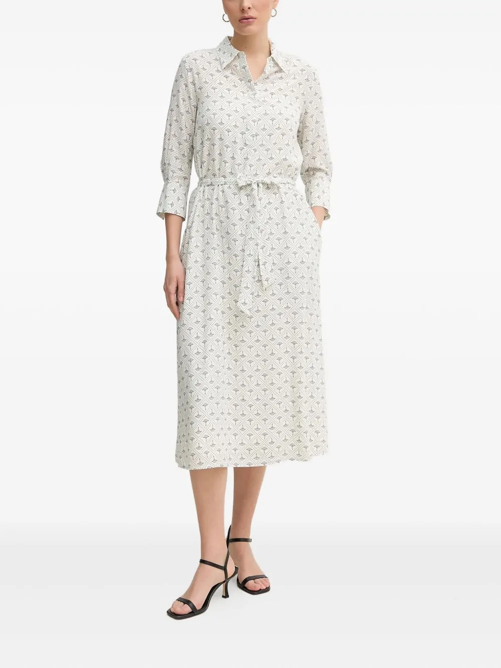 Floral-Print Belted Shirt Dress