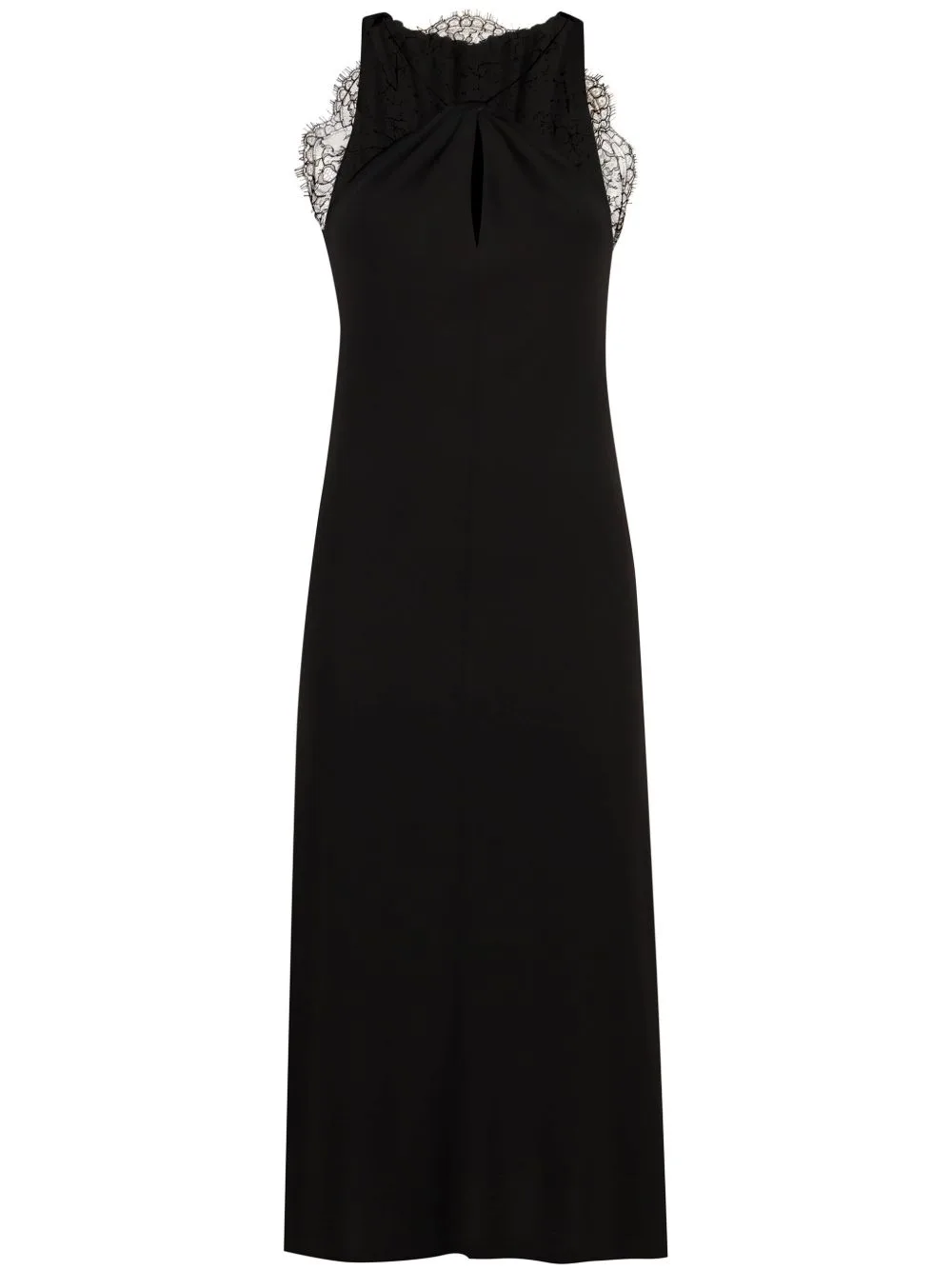 Lace-Appliqué Halterneck Midi Dress