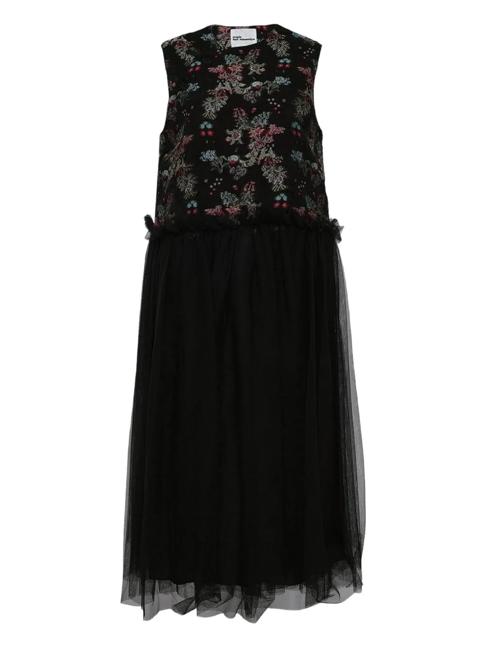 Floral-Jacquard Tulle Midi Dress