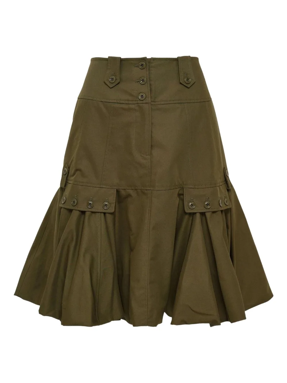 Pleated-Hem Midi Skirt